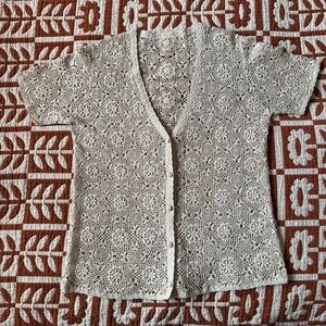 Crochet Button-Up Cardigan 90s look Size M/L